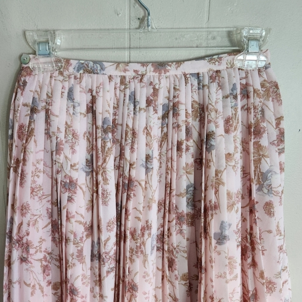 Laura Ashley accordion pleat pleated skirt blush pink floral print plisse size 6 - Picture 6 of 10